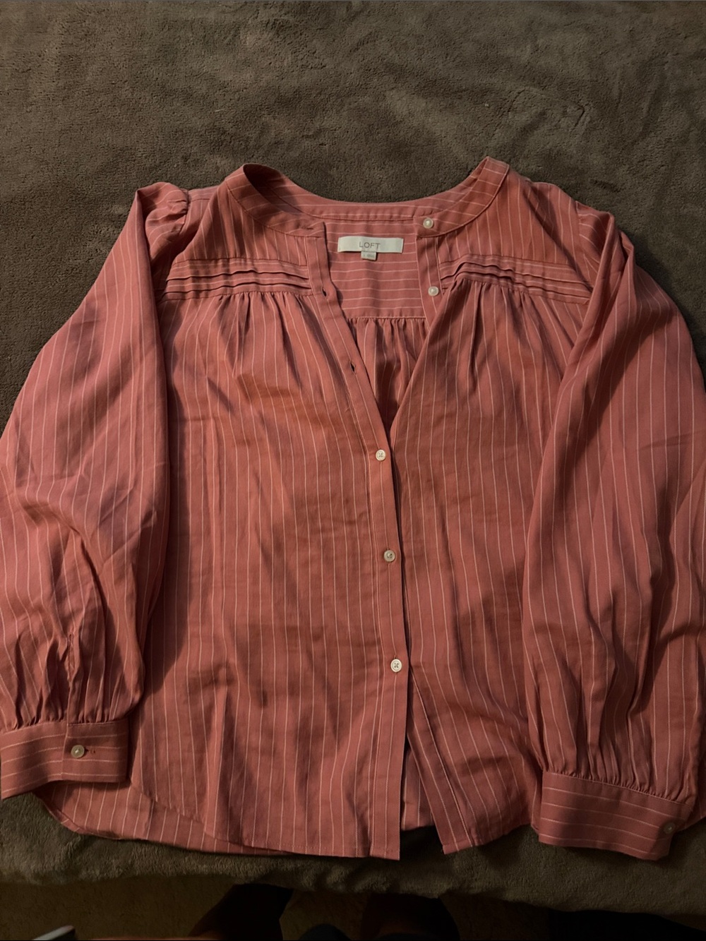 LOFT Dusty Rose Pinstripe Button-Down Blouse